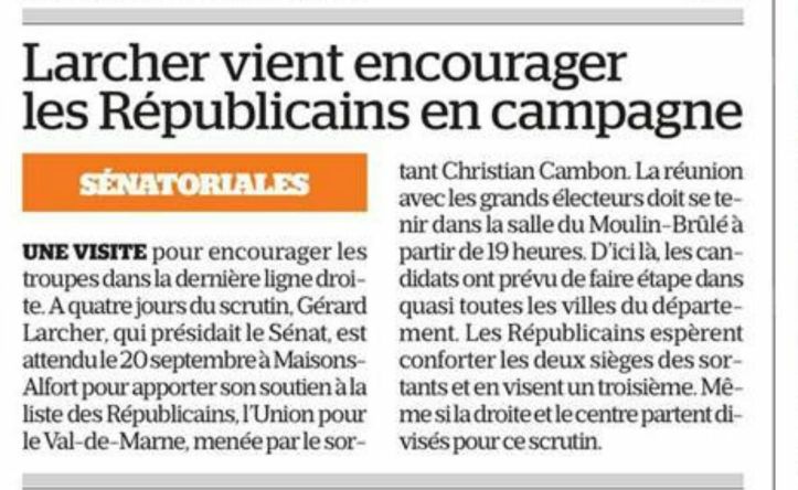 Christian Cambon - Gerard Larcher - meeting senatoriales