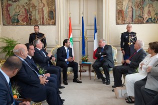 Christian Cambon - Gerard Larcher - Saad Hariri