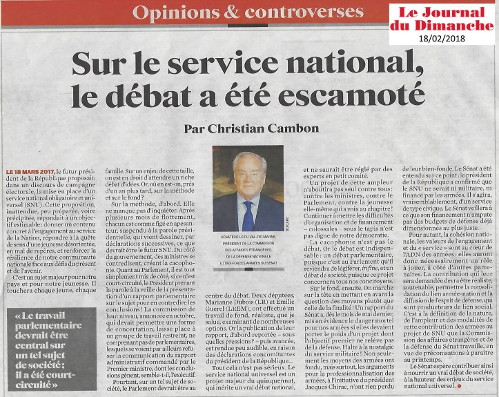 Article JDD - Christian Cambon - service national