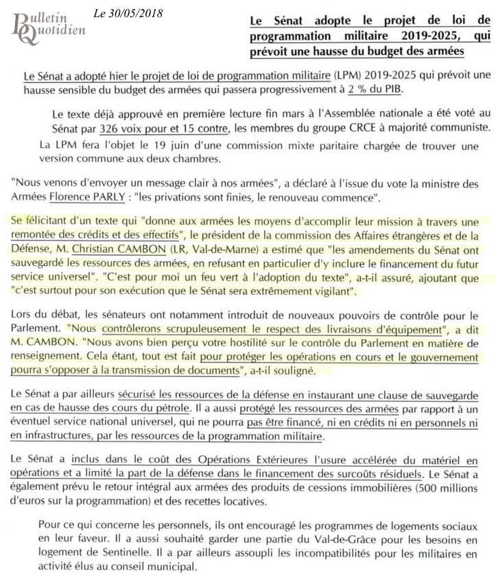 Christian Cambon - Bulletin Quoditien - LPM - 30-05-2018