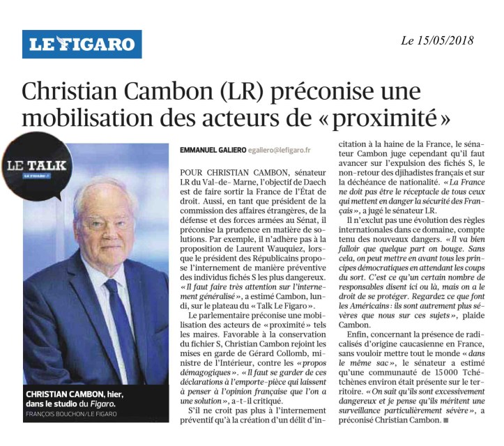 Christian Cambon - Le Figaro - 15-05-2018