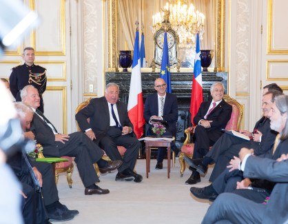 1-Christian Cambon - gerard Larcher - Sebastián Piñera