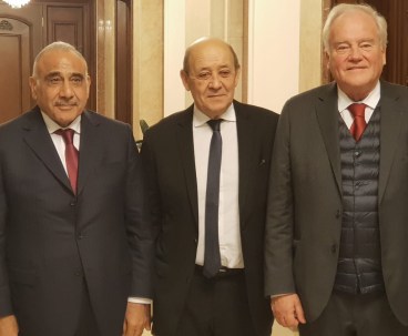 christian cambon - jean yves le drian - adel abdel-mahdi
