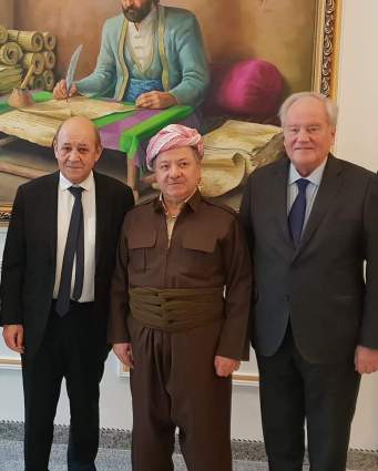 christian cambon - masoud barzani - jean-yves le drian